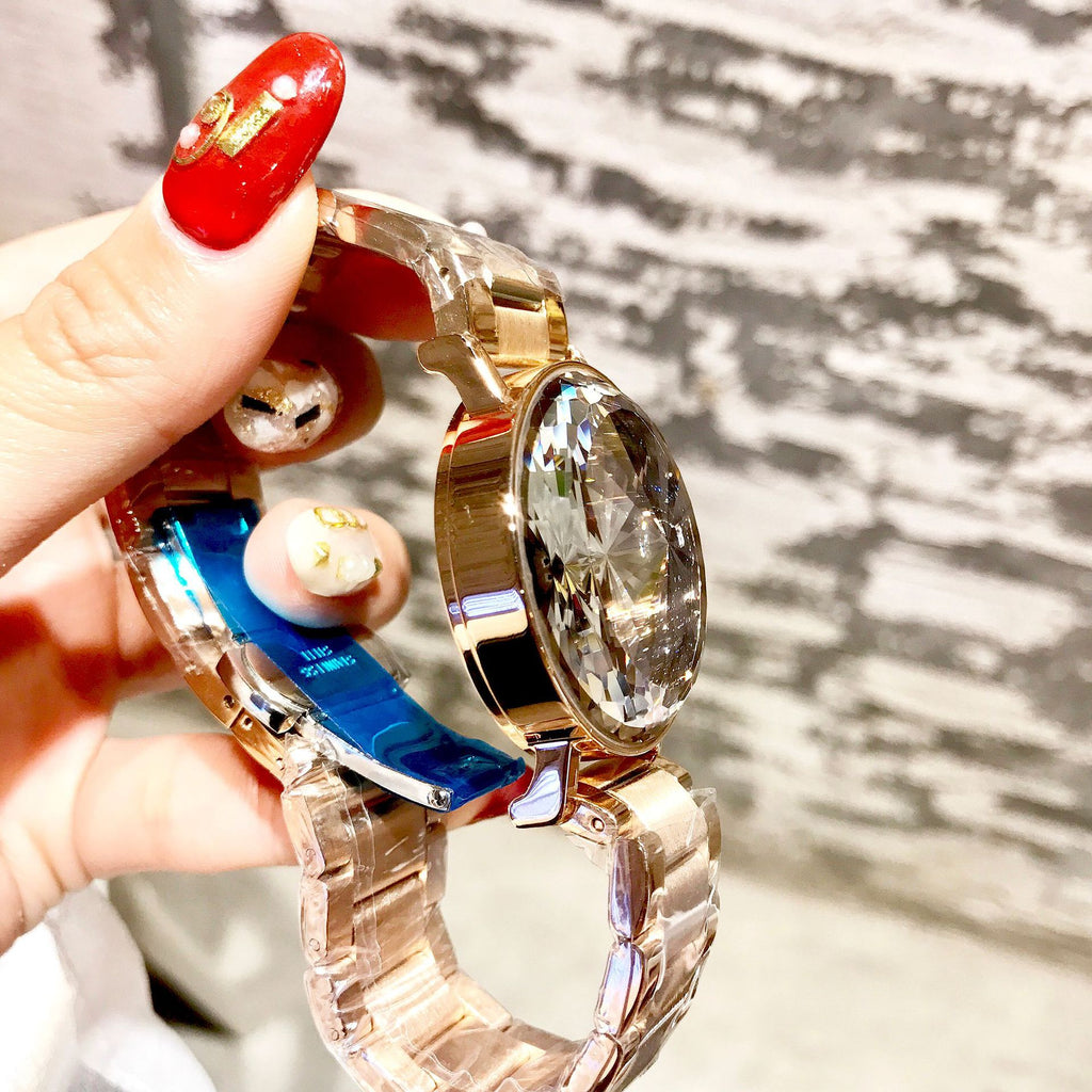 Women's Starry-Sky Rhinestone Copper-Case Steel Quartz Watch