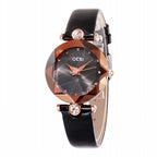 Women's Student Rhinestone Korean-Style Leather-Strap Quartz Watch