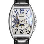 GESMART Men's Tonneau Shape Tourbillon Automatic Skeleton Mechanical Watch
