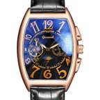 GESMART Men's Tonneau Shape Tourbillon Automatic Skeleton Mechanical Watch