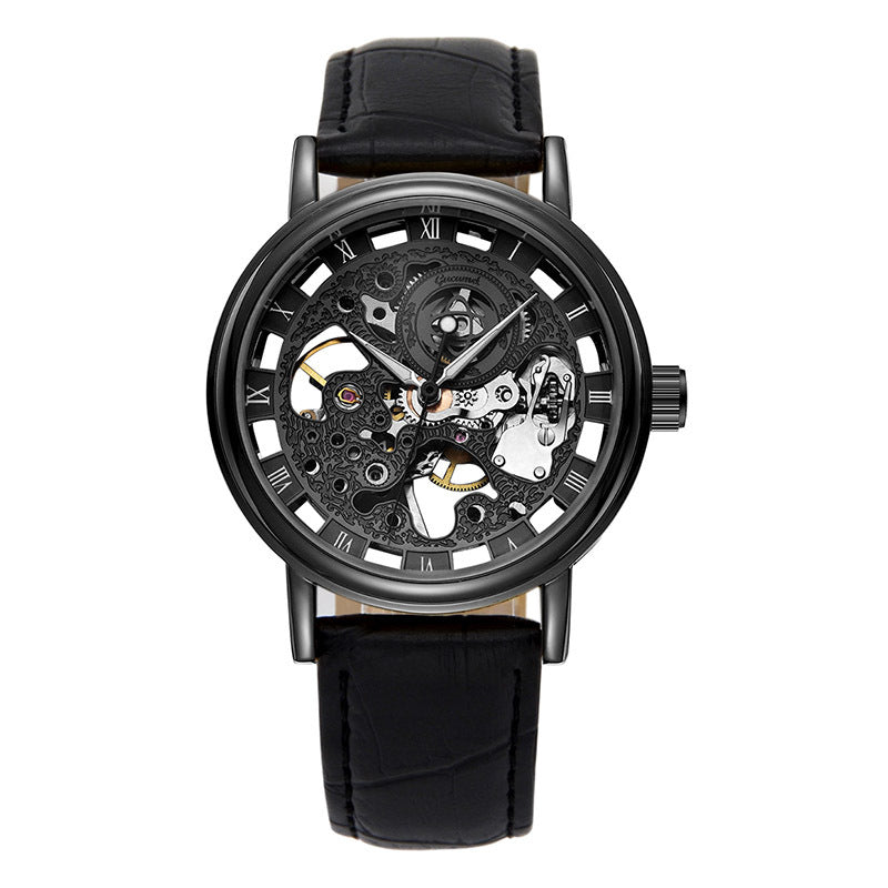 GESMART Men's Hand Winding Mechanical Skeleton Watch Exhibition Case Back Casual Fashion