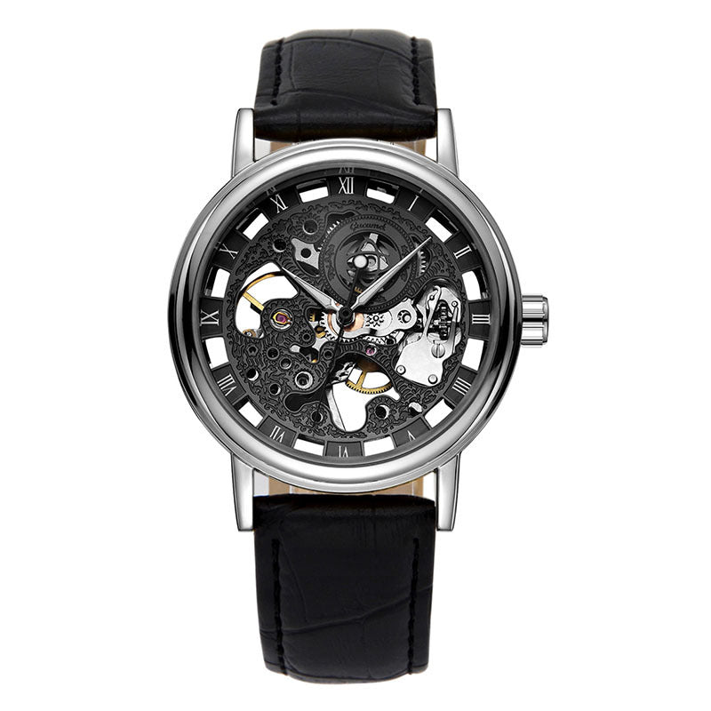GESMART Men's Hand Winding Mechanical Skeleton Watch Exhibition Case Back Casual Fashion