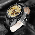 GESMART Men's Hand Winding Mechanical Skeleton Watch Exhibition Case Back Casual Fashion
