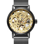 GESMART Men's Hand Winding Mechanical Watch Mesh Band Skeleton Exhibition Case Back Business