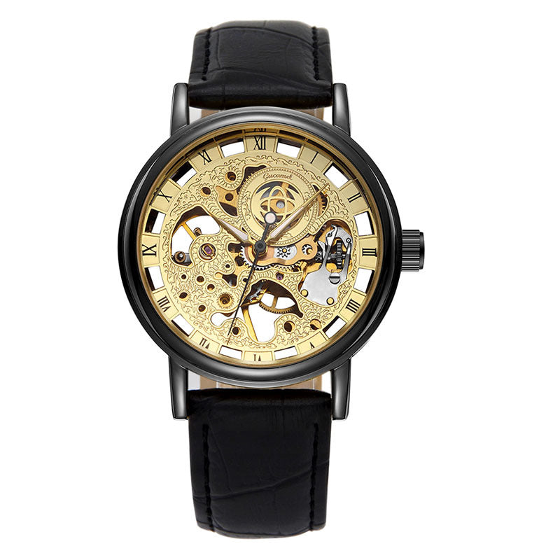 GESMART Men's Hand Winding Mechanical Skeleton Watch Exhibition Case Back Casual Fashion