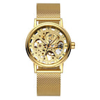 GESMART Men's Hand Winding Mechanical Watch Mesh Band Skeleton Exhibition Case Back Business