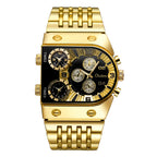 Men's Multi-Timezone Large-Dial Luminous Steel Watch