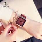GESMART Women's Square Dial Calendar Quartz Watch Leather Band Minimalist Elegant Ladies Wristwatch