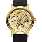 GESMART Men's Hand Winding Mechanical Skeleton Watch Exhibition Case Back Casual Fashion