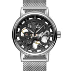 GESMART Men's Hand Winding Mechanical Watch Mesh Band Skeleton Exhibition Case Back Business