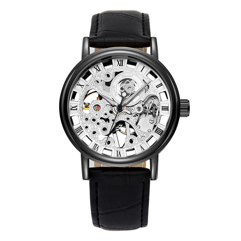 GESMART Men's Hand Winding Mechanical Skeleton Watch Exhibition Case Back Casual Fashion