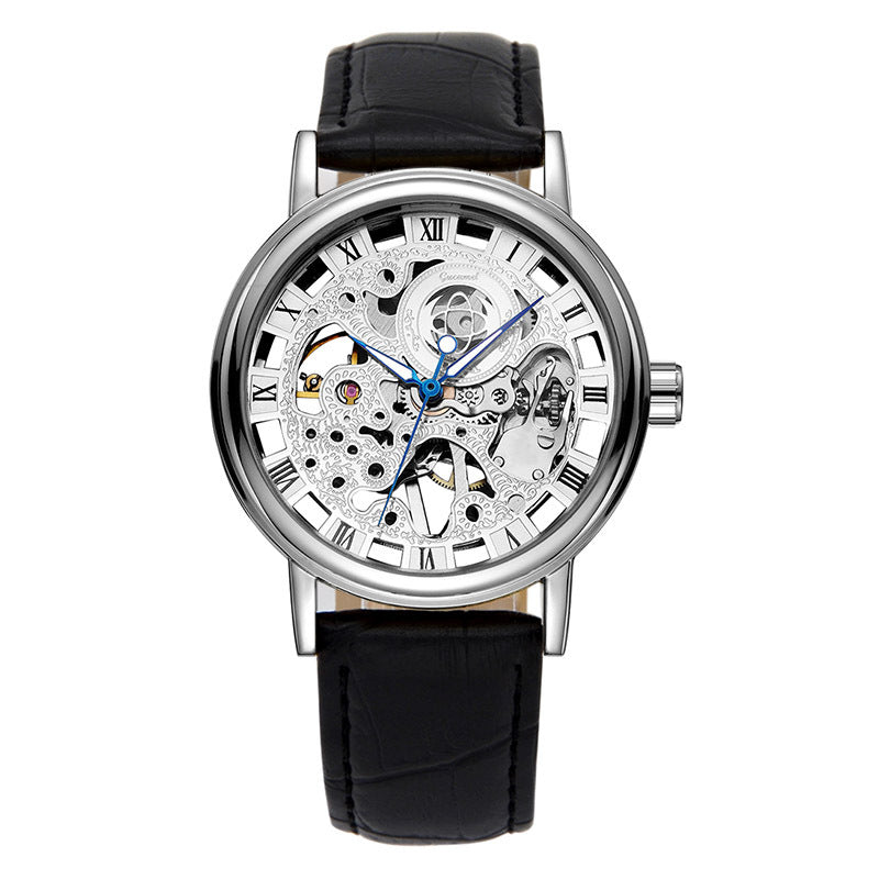 GESMART Men's Hand Winding Mechanical Skeleton Watch Exhibition Case Back Casual Fashion