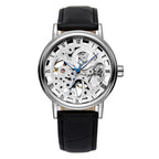 GESMART Men's Hand Winding Mechanical Skeleton Watch Exhibition Case Back Casual Fashion