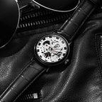 GESMART Men's Hand Winding Mechanical Skeleton Watch Exhibition Case Back Casual Fashion