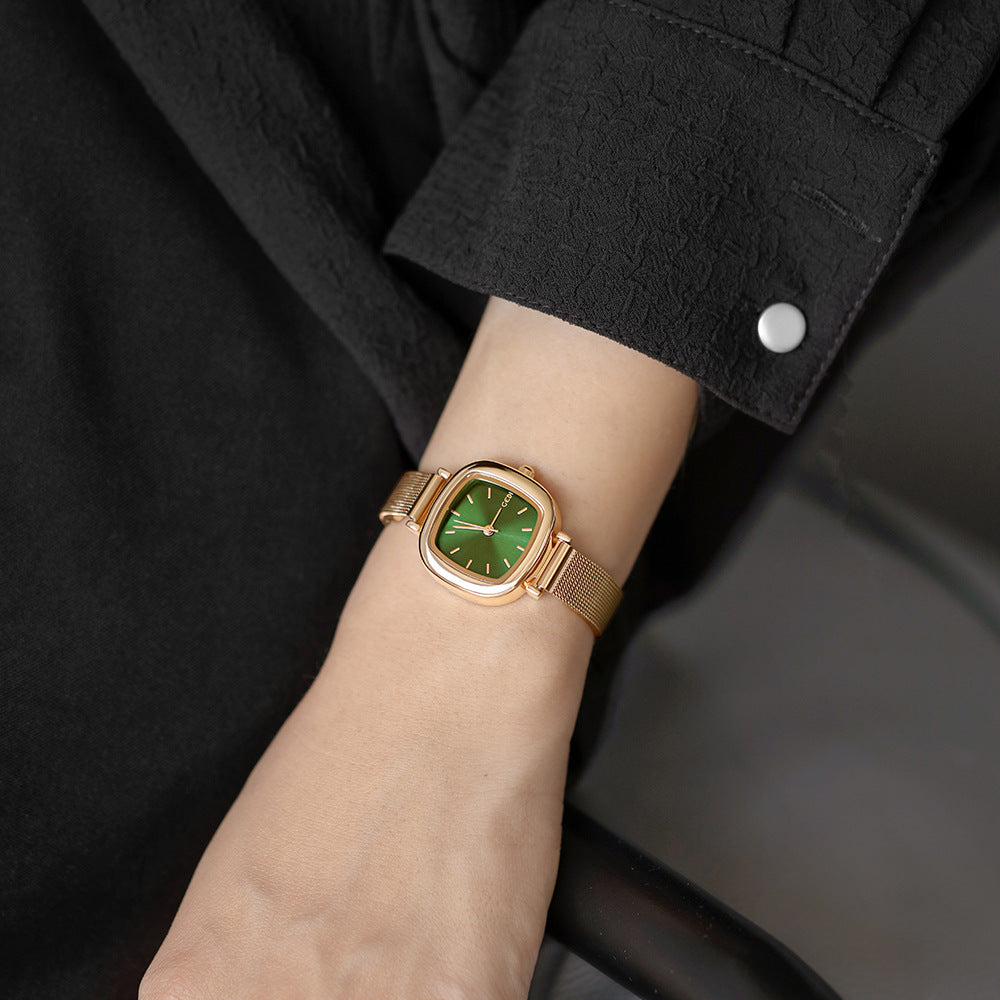 GESMART Women's Small Square Mesh Band Quartz Watch Slim Strap Minimalist Student Ladies Wristwatch