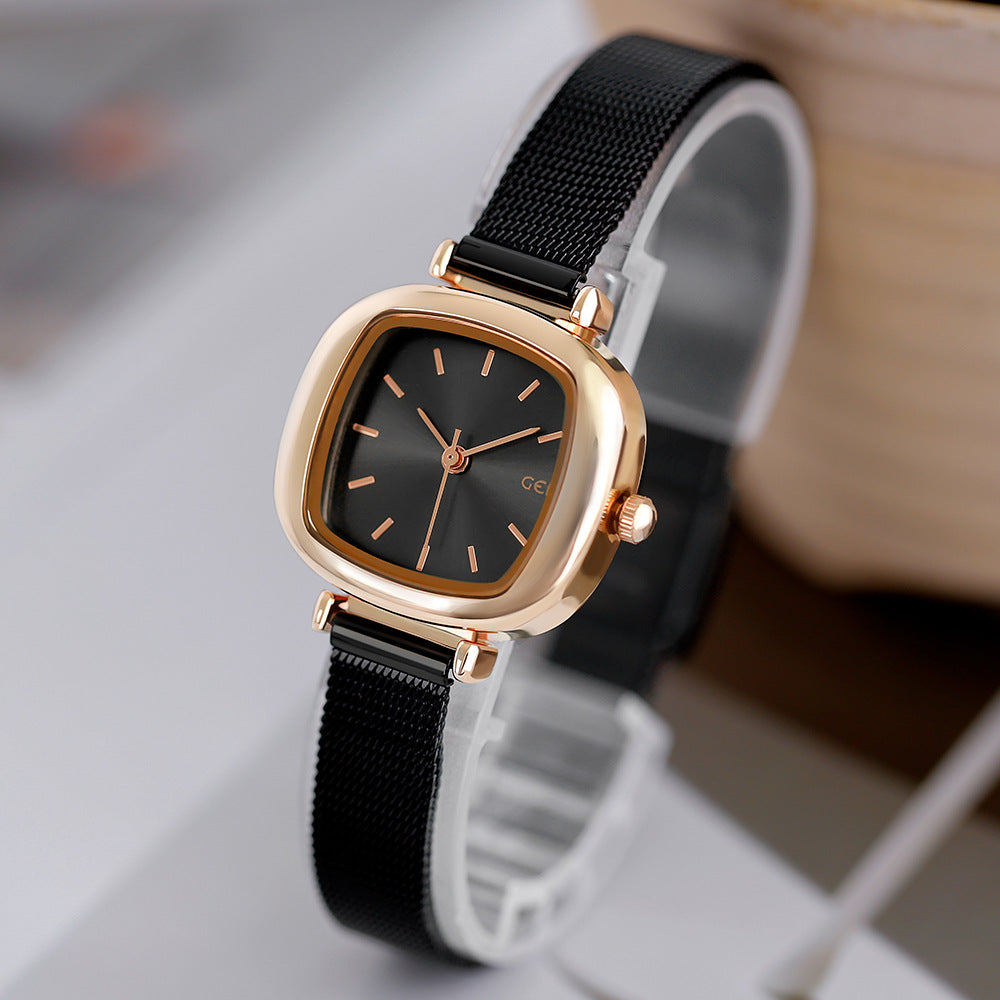GESMART Women's Small Square Mesh Band Quartz Watch Slim Strap Minimalist Student Ladies Wristwatch