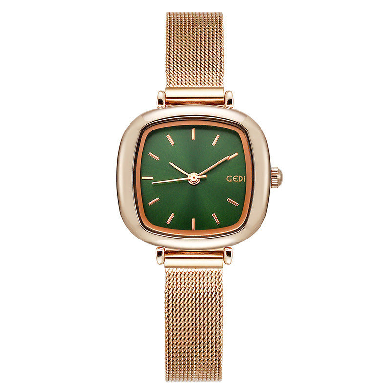 GESMART Women's Small Square Mesh Band Quartz Watch Slim Strap Minimalist Student Ladies Wristwatch