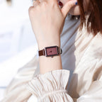 GESMART Women's Small Square Watch Slim Leather Band Compact Fashion Water Resistant Ladies Wristwatch
