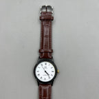 Shanghai 37mm manual mechanical watch with brown leather strap, Roman numerals, 17 jewels, classic style.