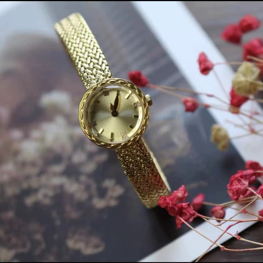 Babila Ladies Gold Wheat Dial Watch Japan Vintage Exquisite Small