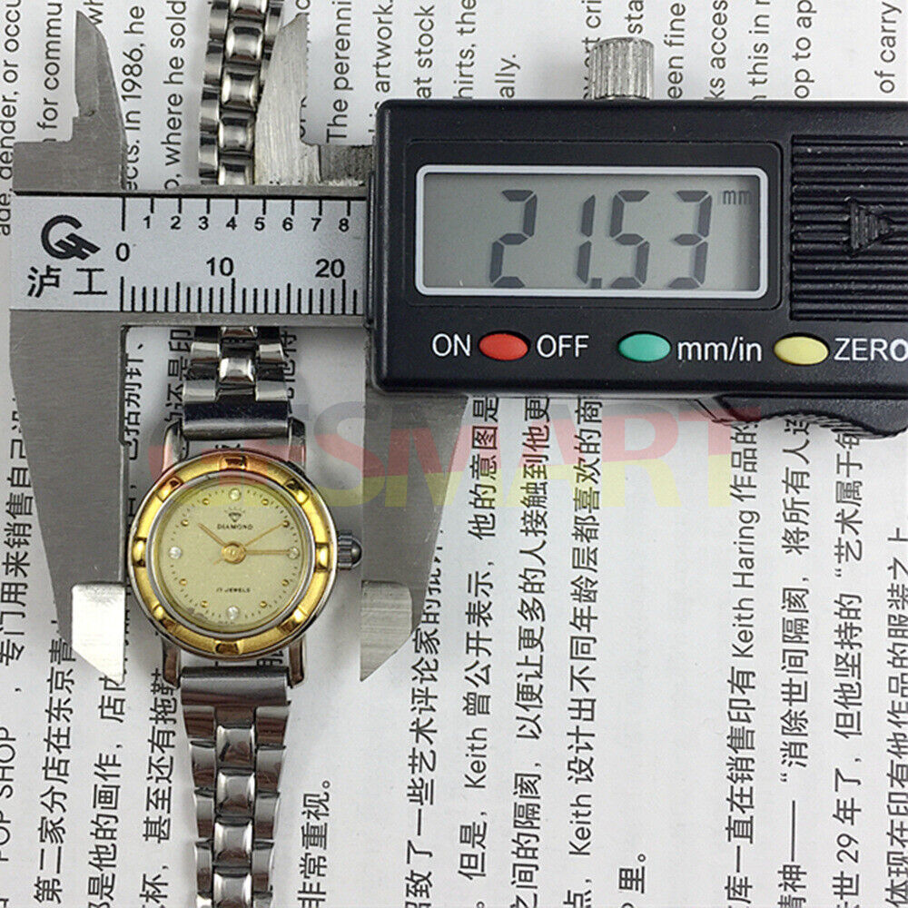 SHANGHAI DIAMOND 21mm lady watch with golden dial, 17-jewel manual mechanical movement, elegant design
