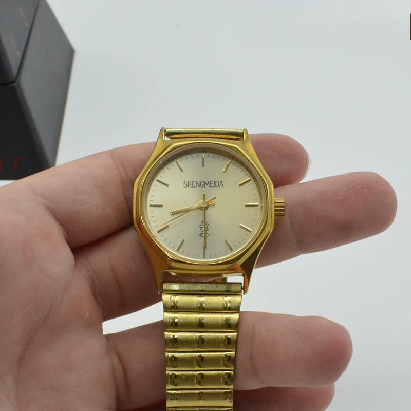 SHENGMEIDA Vintage Gold-Plated Automatic Mechanical Men's Watch Round NOS