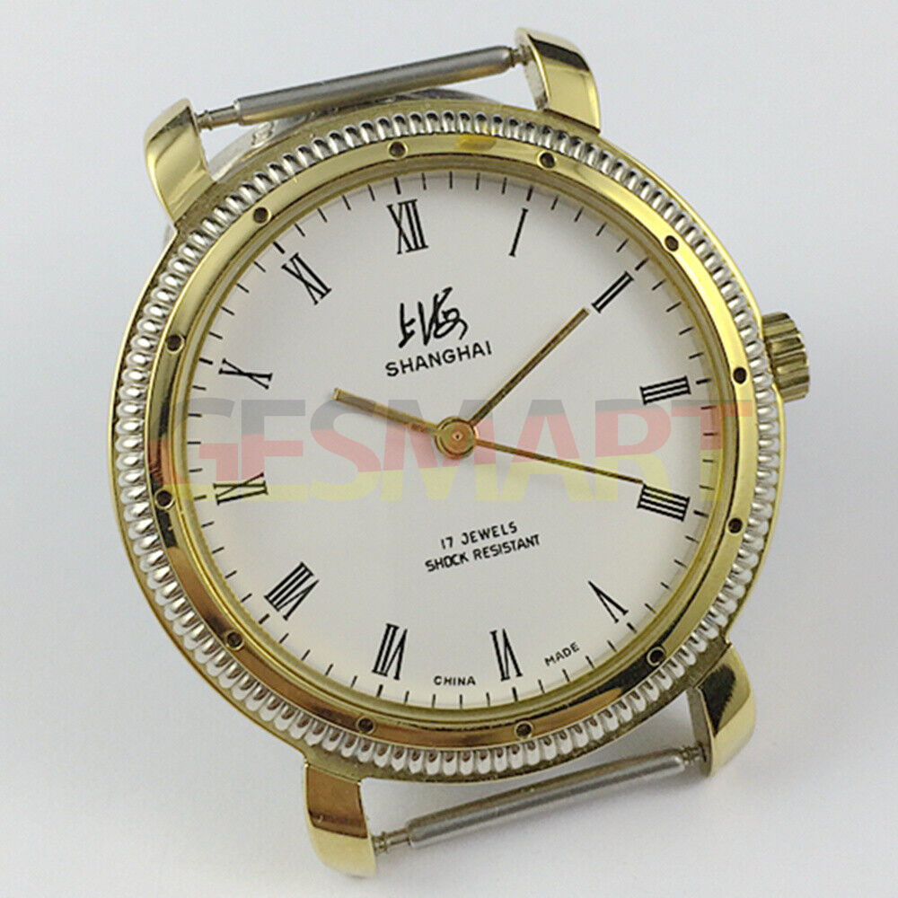 Shanghai Factory 8120 manual mechanical watch, 36mm white dial with 17 jewels for precise timekeeping and classic style.