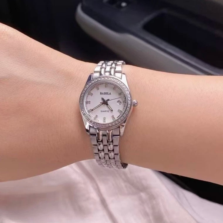 Babila Ladies Quartz Watch Steel Bracelet Large Dial Fashion Office Elegant