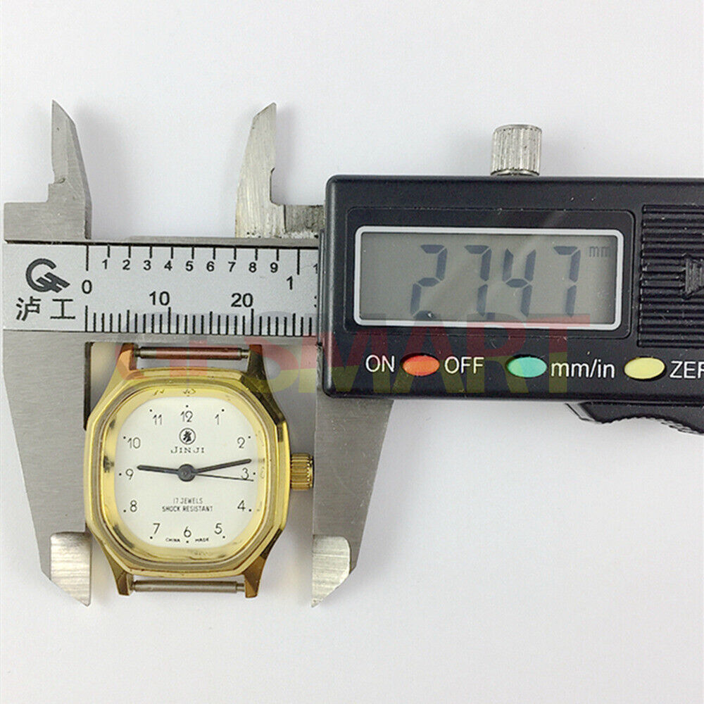 Elegant SHANGHAI JINJI lady watch featuring 17 jewels, golden numeral markers, and manual mechanical movement