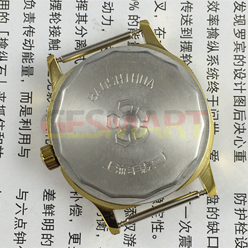 Shanghai Manual Mechanical Watch featuring golden nail hour markers and gradient brown dial in a stylish square case.