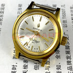 27mm Kongque manual mechanical watch with silver dial, golden markers, 19 jewels, China-made.