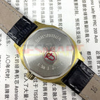 Shanghai 33mm manual mechanical watch with golden nail markers, gradient green dial, 17 jewels, elegant design.