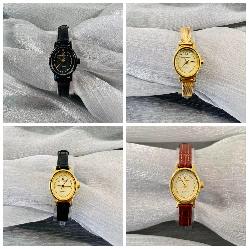 Xi'an Butterfly Ladies Quartz Watch Imported Movement Cowhide Strap Vintage