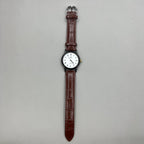 Shanghai 37mm manual mechanical watch with brown leather strap, Roman numerals, 17 jewels, classic style.