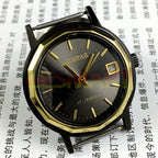 China Made Manual mechanical watch with 17 jewels, single calendar, black dial, and black case for elegant timekeeping.