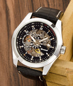 GESMART Men's Skeleton Automatic Mechanical Watch Leather Band Business Fashion