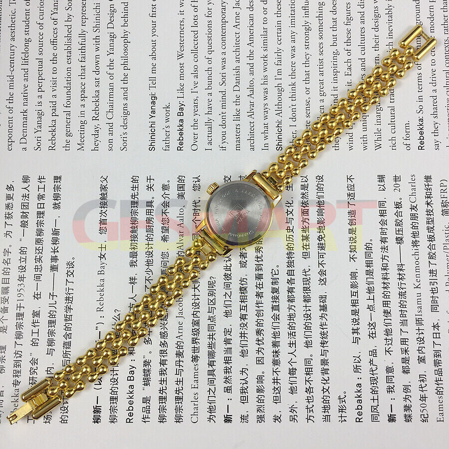 Shanghai brand lady manual mechanical watch with 17 jewels, golden nail design, 22mm elegant case size.