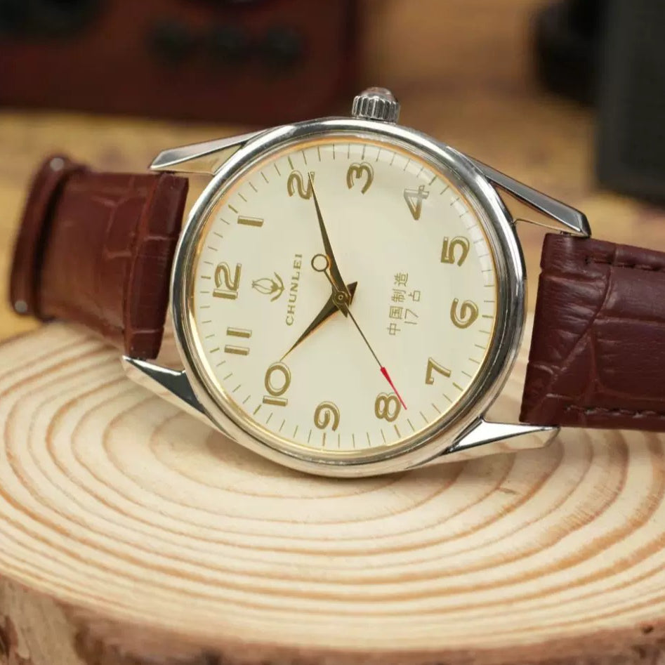 Chunlei Men's Manual Wind Mechanical Watch Vintage NOS Father Gift Retro
