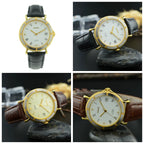 HAIDA Men's Automatic Mechanical Watch Two-Tone Genuine Leather Strap NOS