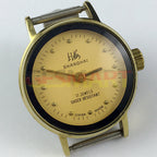 25mm China Made Lady manual mechanical watch with 17 jewels, yellow dial, and golden nail hands.