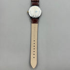 Shanghai 37mm manual mechanical watch with brown leather strap, Roman numerals, 17 jewels, classic style.