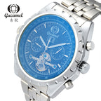 GESMART Men's Tourbillon Mechanical Watch Exhibition Case Back Luminous Leather Band Sports