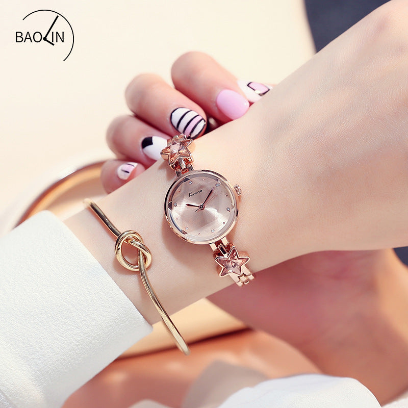 Women's Star Rhinestone Cut Small-Dial Bracelet Quartz Watch