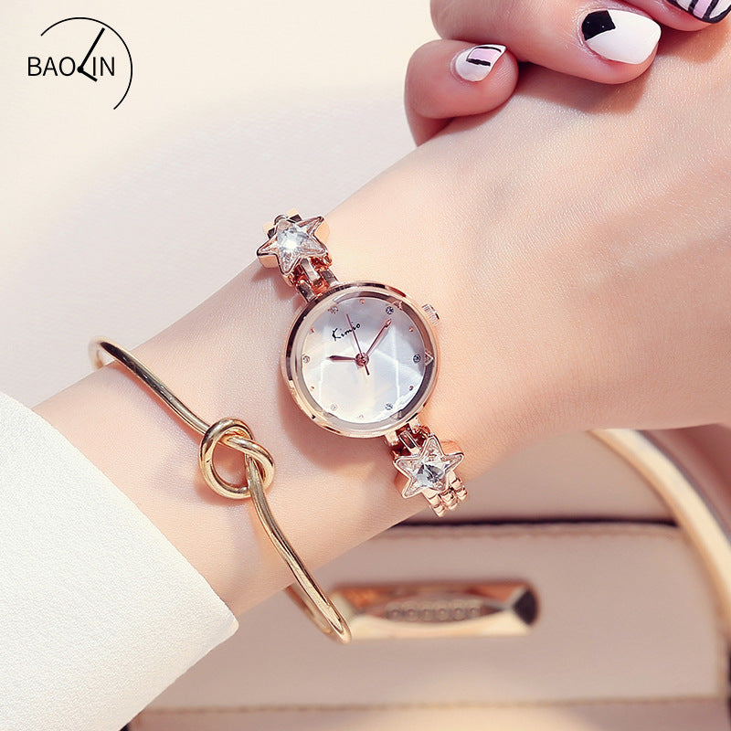 Women's Star Rhinestone Cut Small-Dial Bracelet Quartz Watch