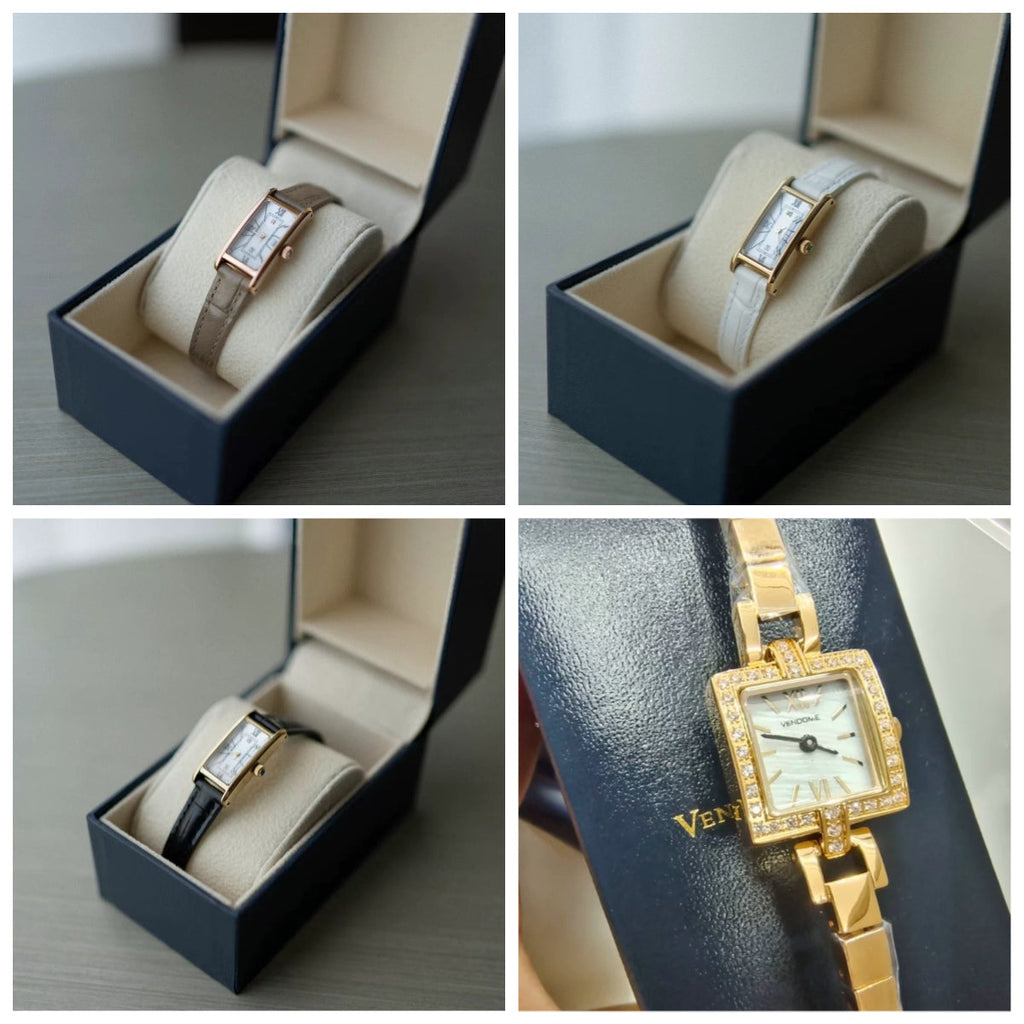 VA Vendome Aoyama Ladies Watch Mother of Pearl Dial Leather Strap Japan Vintage