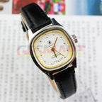 Elegant SHANGHAI JINJI manual mechanical lady watch with 17 jewels, golden nail markers, and shock resistance