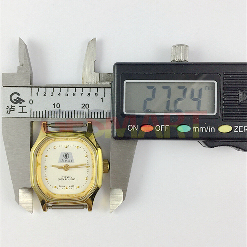 SHANGHAI JINJI 26mm lady watch with golden octagonal case, 17 jewels, and elegant manual mechanical movement.