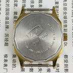 Octagonal golden dial Tianjin Factory manual mechanical watch with leather strap, classic design for collectors