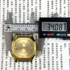 Octagonal golden dial Tianjin Factory mechanical watch with leather strap, classic collector?s timepiece