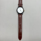 Shanghai 37mm manual mechanical watch with brown leather strap, Roman numerals, 17 jewels, classic style.